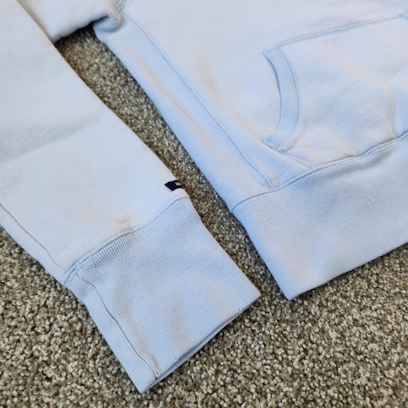 LIKE NEW Abercrombie & Fitch Light Blue Hoodie With Brown Patch Writing Size L - Picture 7 of 13